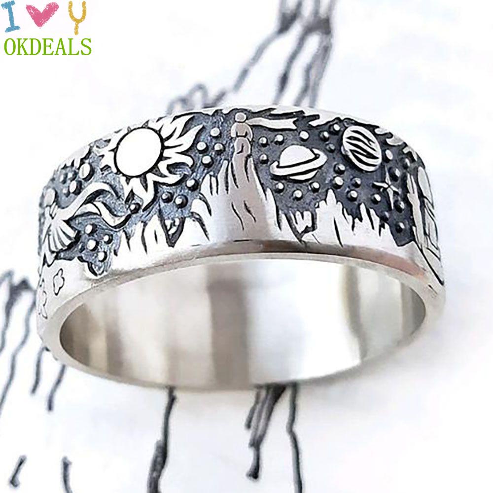 Nhẫn khắc họa tiết cổ điển thời trang mùa hè cho nam và nữ