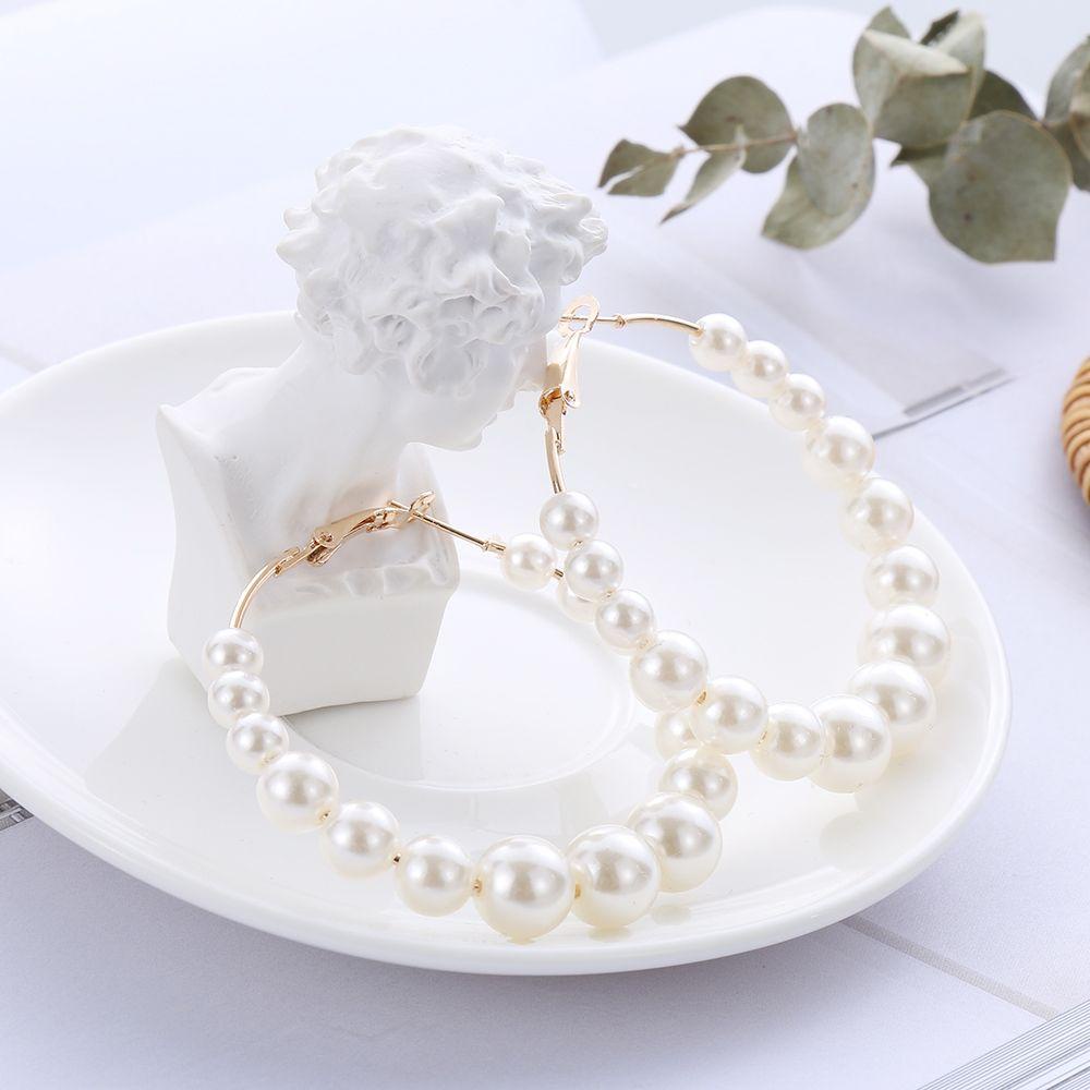 Khuyên Tai Dạng Vòng Đính Hạt Ngọc Trai Nhân Tạo Thời Trang
