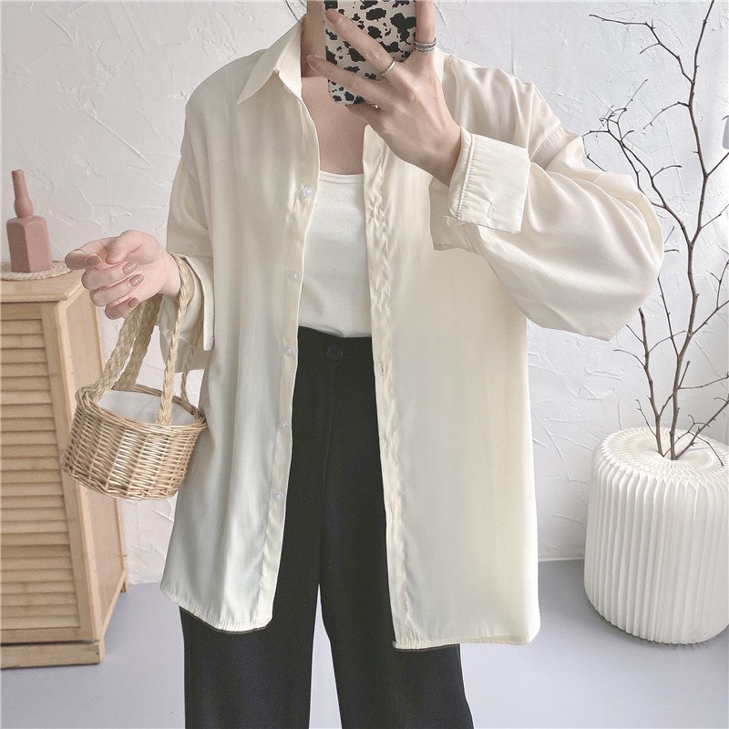 Áo sơ mi nữ form rộng chất cực mát dáng cực xinh
