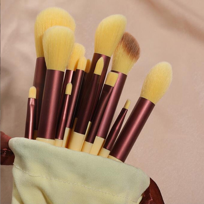 MAANGE Set 13 Cọ Trang Điểm Lông Mềm Kèm Túi Vải YR