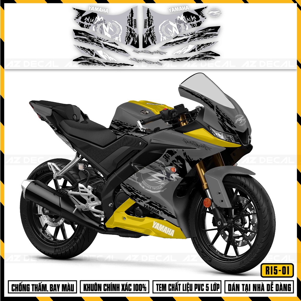 Tem Xe R15V3 Mẫu Special Edition | R15V301 | Decal Rời Dán Xe R15 Màu Đen, Đỏ, Vàng, Xanh GP, Xám