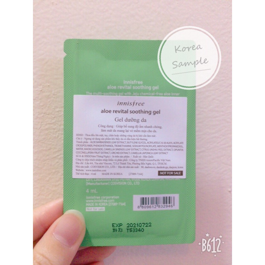 Sample Gel Lô Hội Giữ Ẩm Đa Năng Innisfree Aloe Revital Soothing Gel