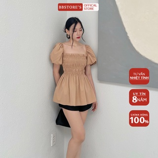 Bbstore's áo trễ vai tay phồng nhún xòe -a1150