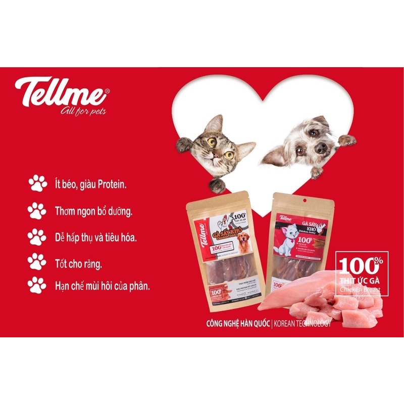 Gà sấy khô cho chó mèo Tellme