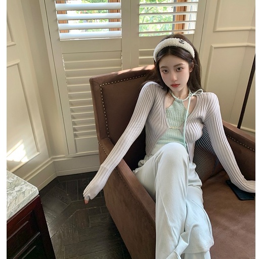 QADCOL Bộ Áo Camisole + Áo Khoác Cardigan Dệt Kim Mỏng Chống Nắng (Dùng Riêng Lẻ)