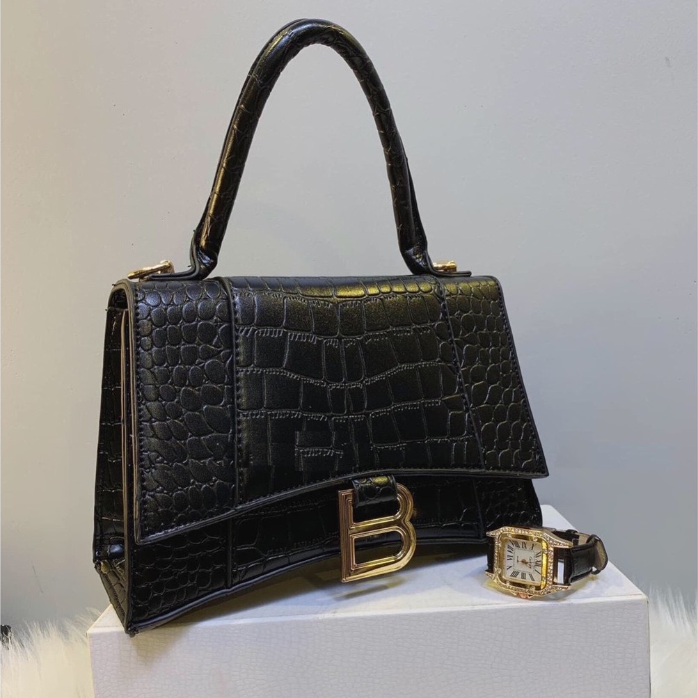 Túi chữ B treo- vân rắn da bóng HOT TREND