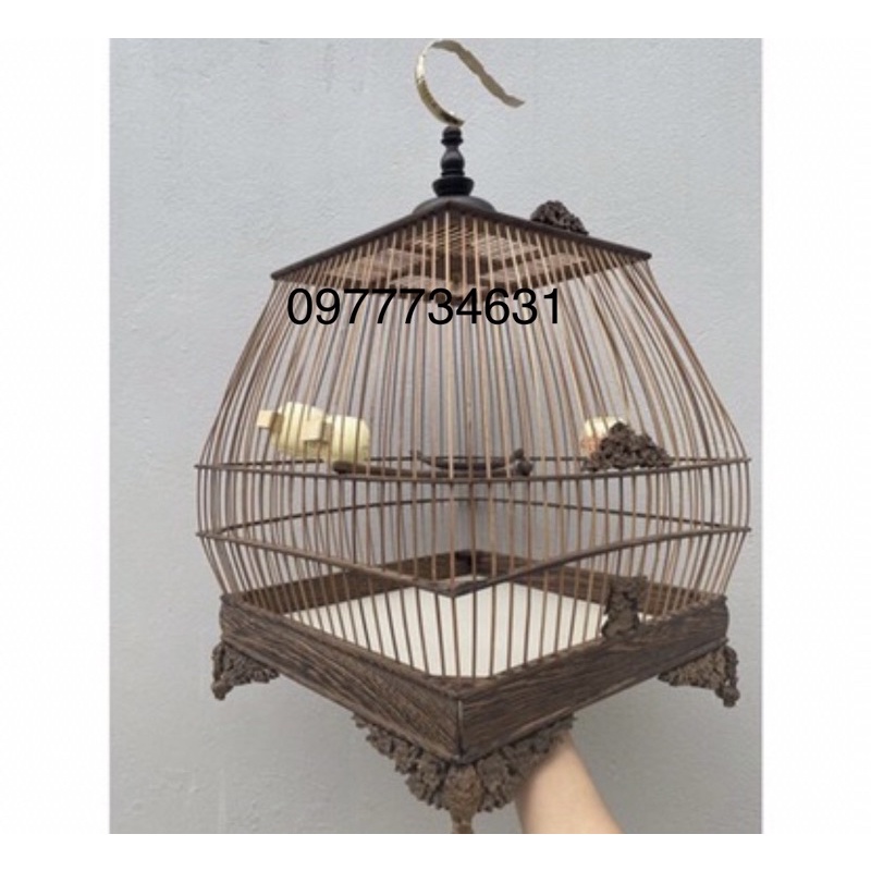 Khung lồng sing tự ráp gỗ mun đuôi công  đục sắc nét, gỗ vân đẹp giá rẻ