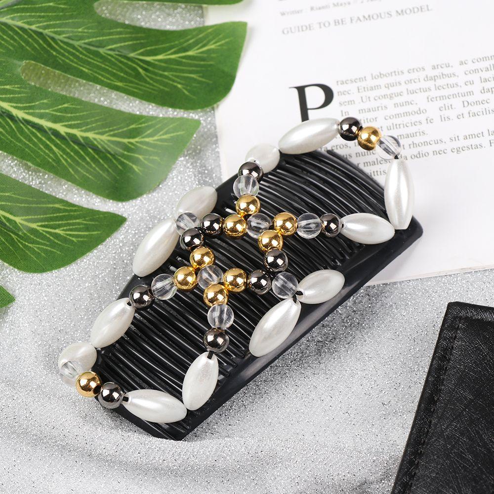 CACTU Lược Kẹp Búi Tóc Đính Hạt Cườm