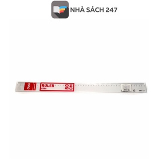 Thước Kẻ 50cm Deli 6250  làm từ nhựa cao cấp trong suốt, có độ bền cao Vạch chia cm rõ ràng - hàng chính hãng