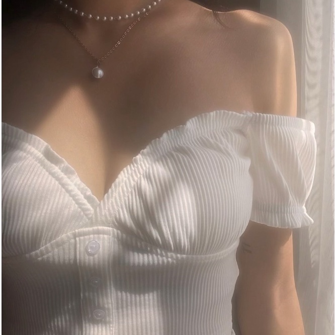 [Xs,S,M,L]Áo Croptop Tay Ngắn Màu Trơn Thiết Kế Trễ Vai Cá Tính Dành Cho Nữ( mặc được 2 kiểu) | BigBuy360 - bigbuy360.vn