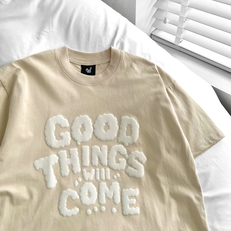 Áo thun tay lỡ unisex,in hoạ tiết nổi Come