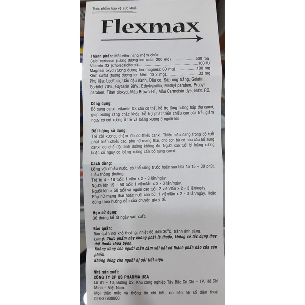 FLEXMAX USP - Bổ sung Canxi cần thiết giúp xương chắc khỏe