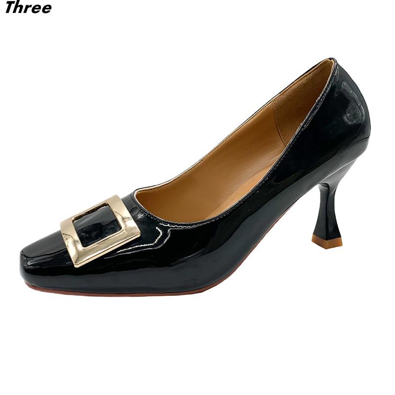 Women's shoes, high heels, women's all-match stiletto square toe temperament design sense niche shallow mouth professional single shoes