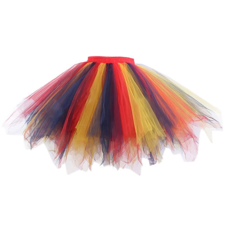 wit♣ Women Kids Contrast Colorful Irregular Tutu Skirt Tulle Ballet Dance Stage Wear