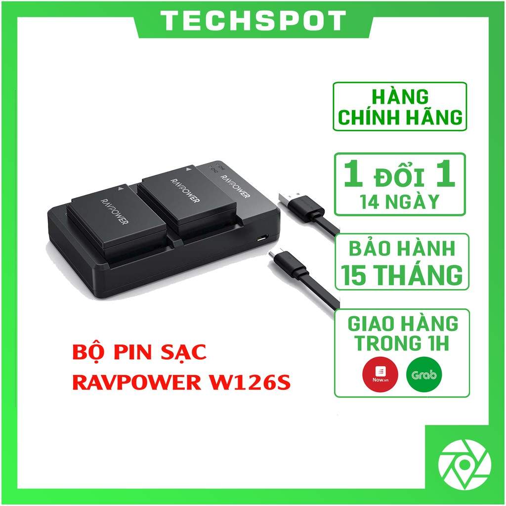 Bộ 2 pin 1 sạc Fujifilm NP-W126S Ravpower RP-BC023-Chính Hãng