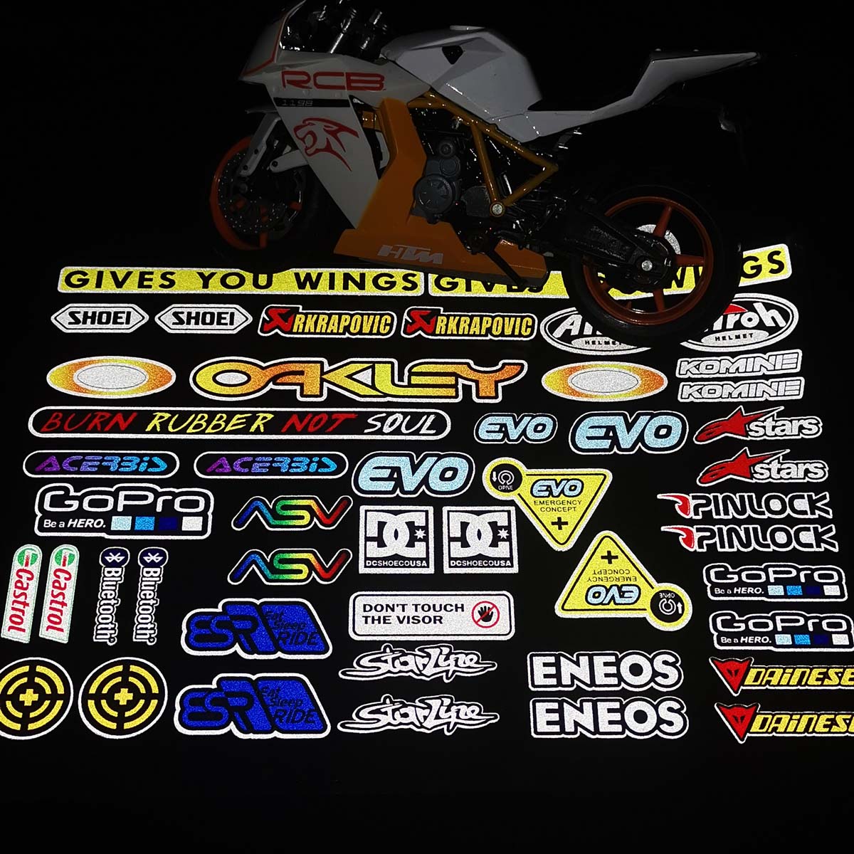 Set nhãn dán phản quang trang trí mũ bảo hiểm Visor độc đáo