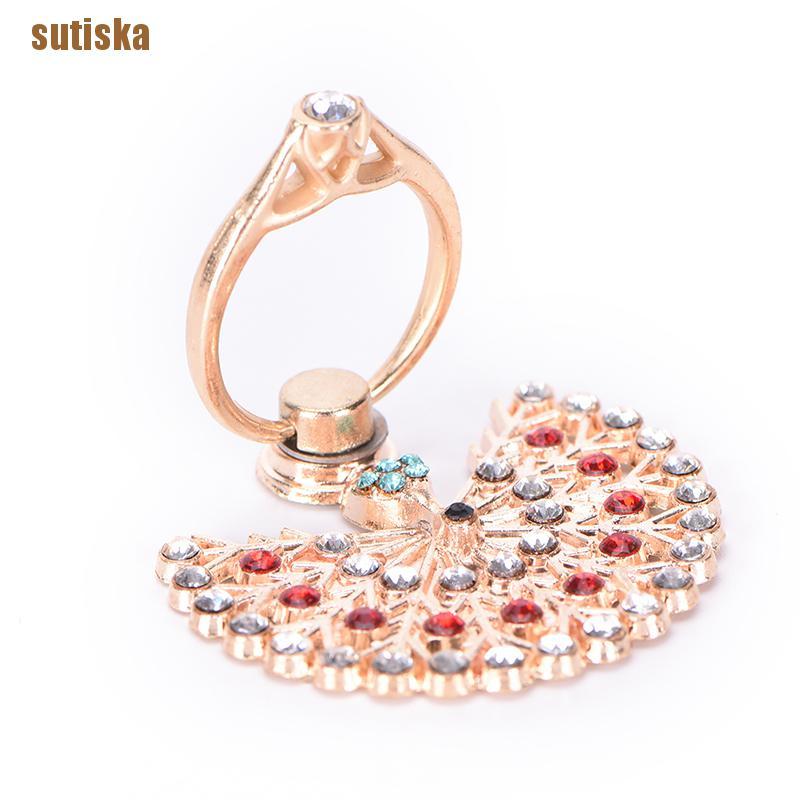 sutiska 360 Degree peacock Finger Ring Mobile Phone Smartphone Stand Holder For Phone GUK