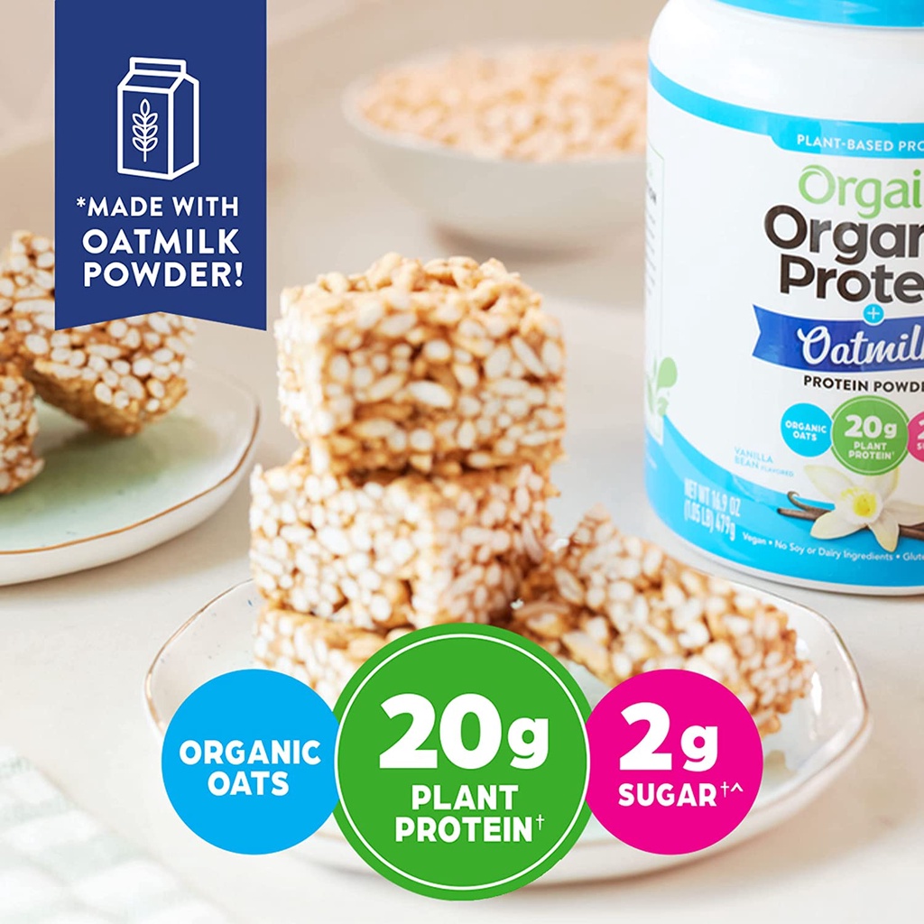 Bột protein + oatmilk hữu cơ thuần chay Orgain Organic Protein Oatmilk 479g