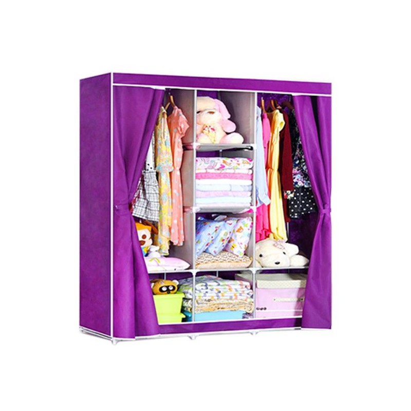 Tủ Vải 3 Buồng Đựng Quần Áo Cửa Rèm Chất Lượng Cao - BX1118