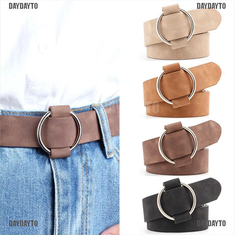 Thắt Lưng Da Khóa Tròn Kim Loại Phong Cách Boho Cổ Điển Cho Nữ