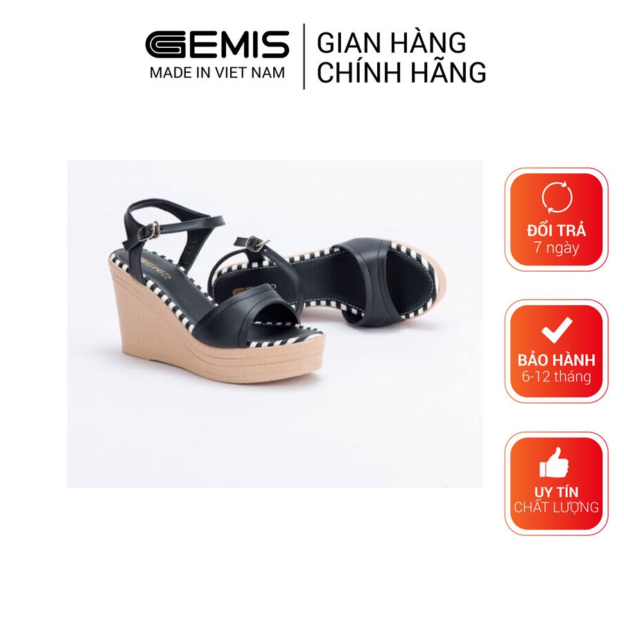 Giày sandal đế xuồng 9cm GEMIS – GM00269 Trắng/Đen/Kem