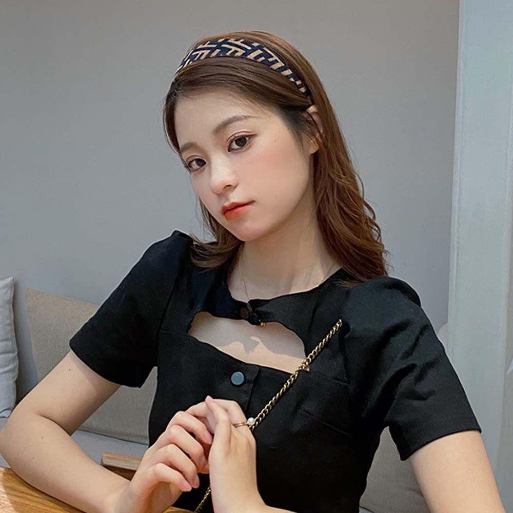Băng Đô Cài Tóc Bản Rộng In Chữ Thời Trang Cho Nữ