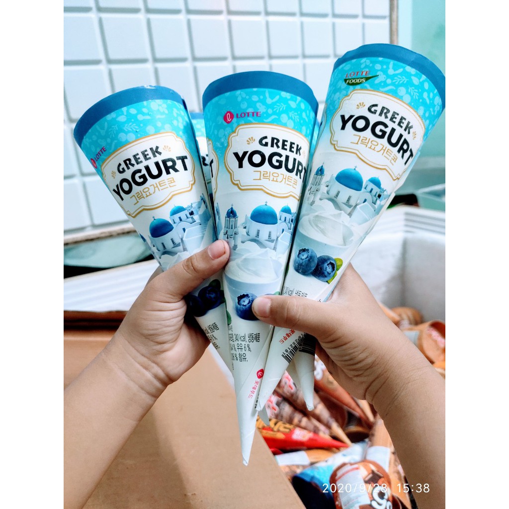 (SHIP NHANH 1H) Kem ốc quế sữa chua Greek Yogurt Bar Lotte Hàn Quốc 160ml (LOẠI LỚN)