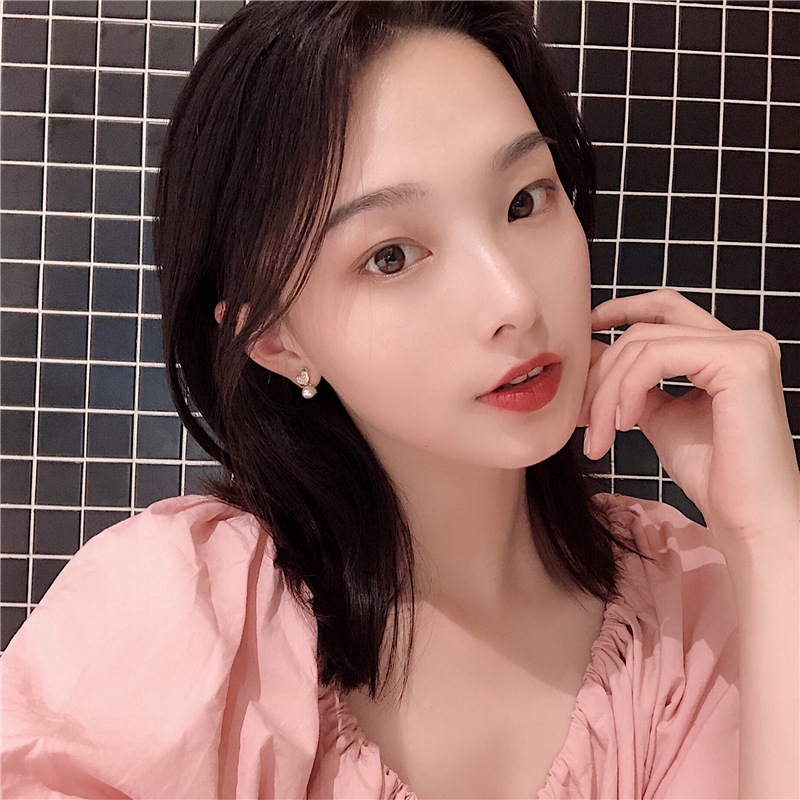 Khuyên Tai Mạ Vàng Hình Trái Tim Đính Hạt Ngọc Trai Thanh Lịch Dành Cho Nữ