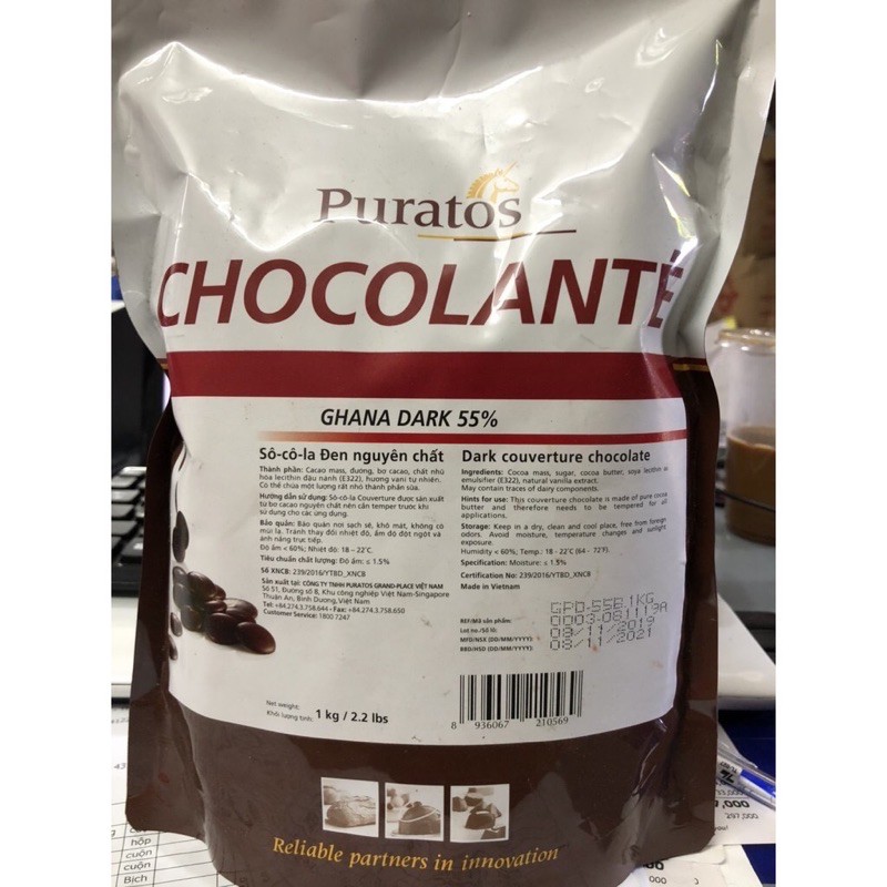 Socola đen Puratos 55%(100g)