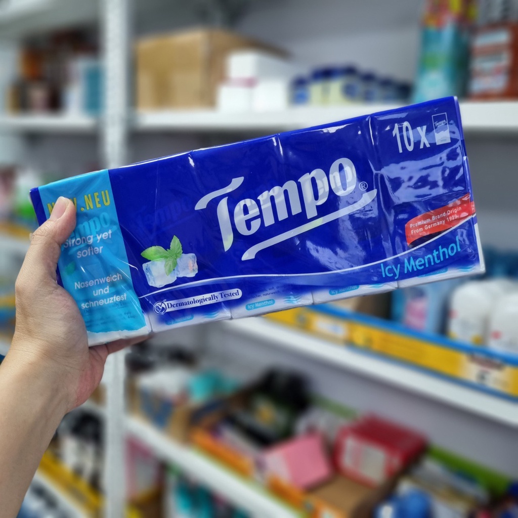 Khăn giấy ăn hương bạc hà TEMPO Icy Menthol (1 lốc 10 Gói)