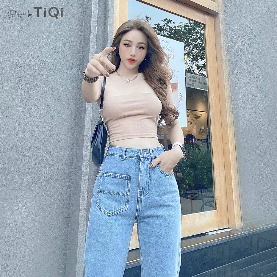 Quần baggy jean nữ TiDi cạp cao tôn dáng TD14