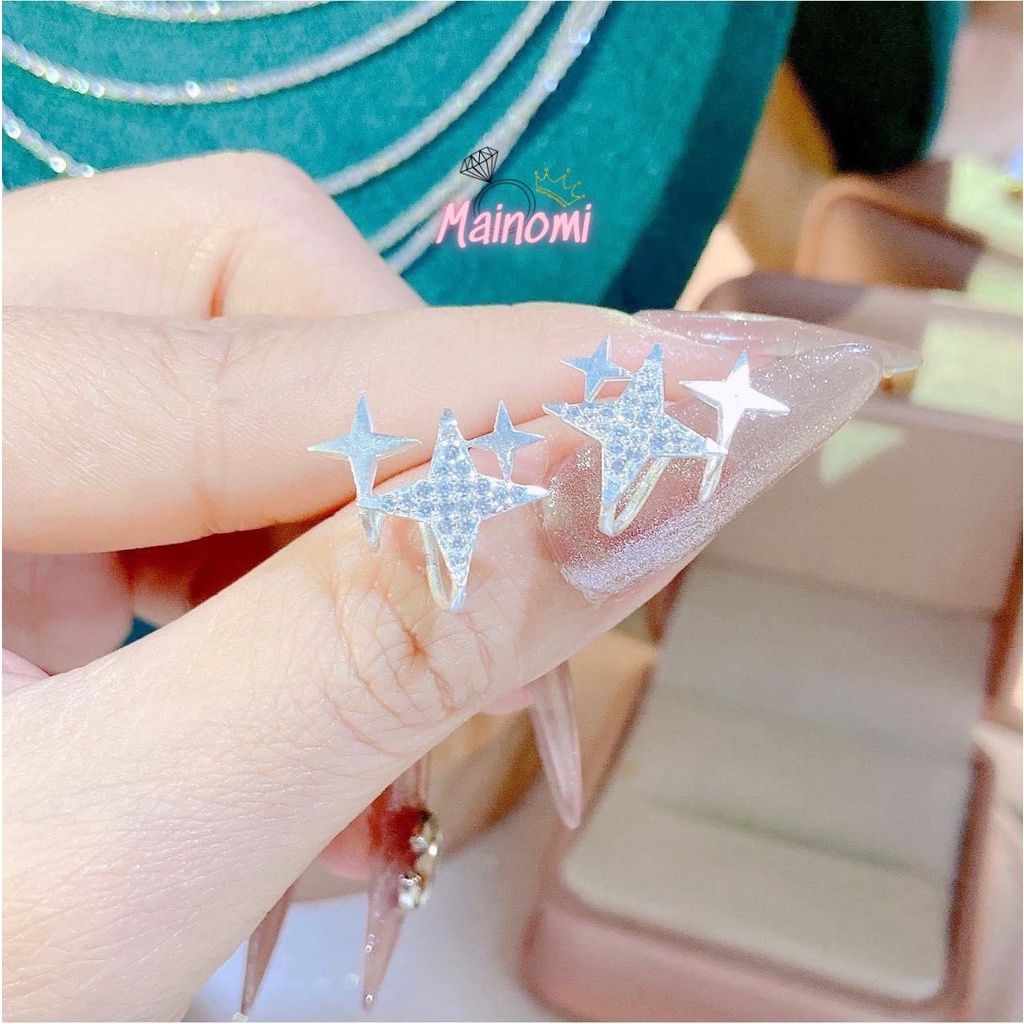 Bông tai nữ bạc ta sao ôm vành tai nhẹ nhàng tinh tế Mainomi Shop Bạc Xinh