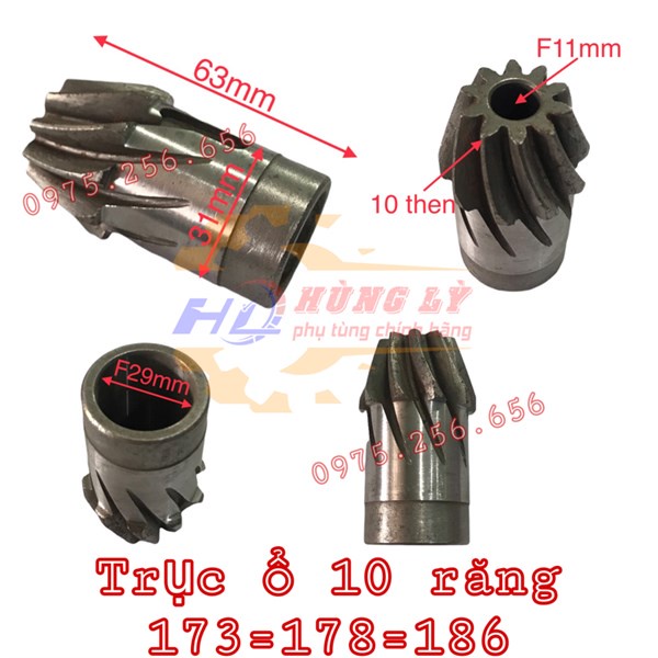 Trục ổ 10 răng 173=178=186 trục to phụ tùng máy cày phụ tùng máy nông nghiệp phụ tùng Hùng Lỳ