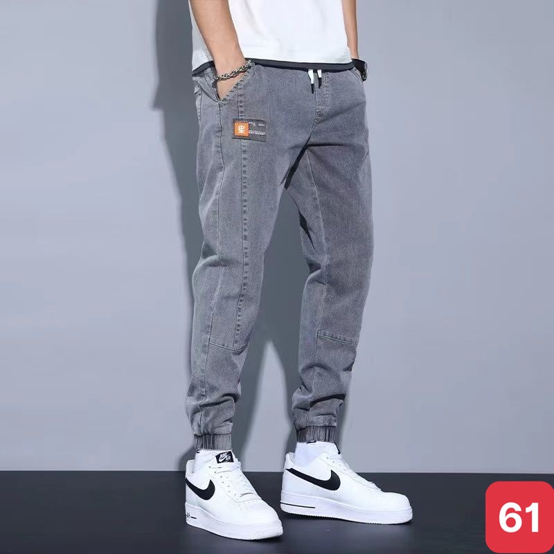 Quần jean jogger nam màu xám nhạt bo chân không rách gối chất bò cao cấp co dãn 4 chiều from dáng baggy skinny ADO Q77