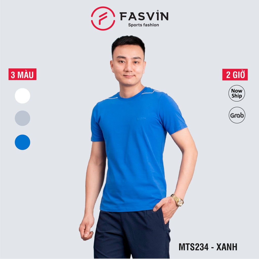 Áo thun nam cổ tròn Fasvin TS20234.HN vải cotton mềm mịn thoáng mát không bai không xù, bền màu