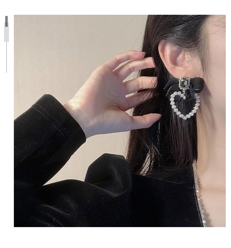 Khuyên tai bạc s925 đính nơ và ngọc trai cao cấp thời trang 2021