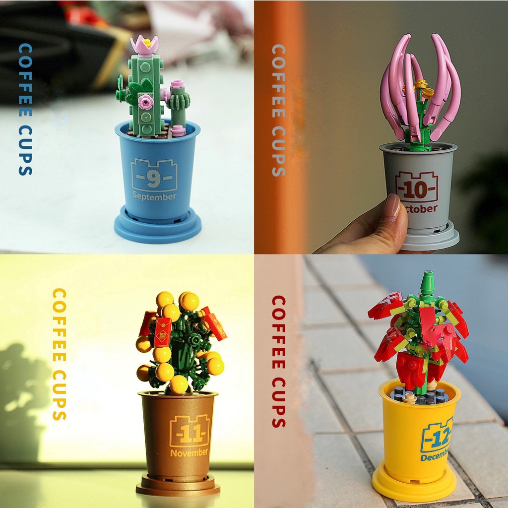 Đồ Chơi Lắp Ráp Hoa 12 Tháng | Chậu Hoa Xếp Hình 3D Hướng Dương, Xương Rồng, Hoa Baby Quà Tặng Dễ Thương