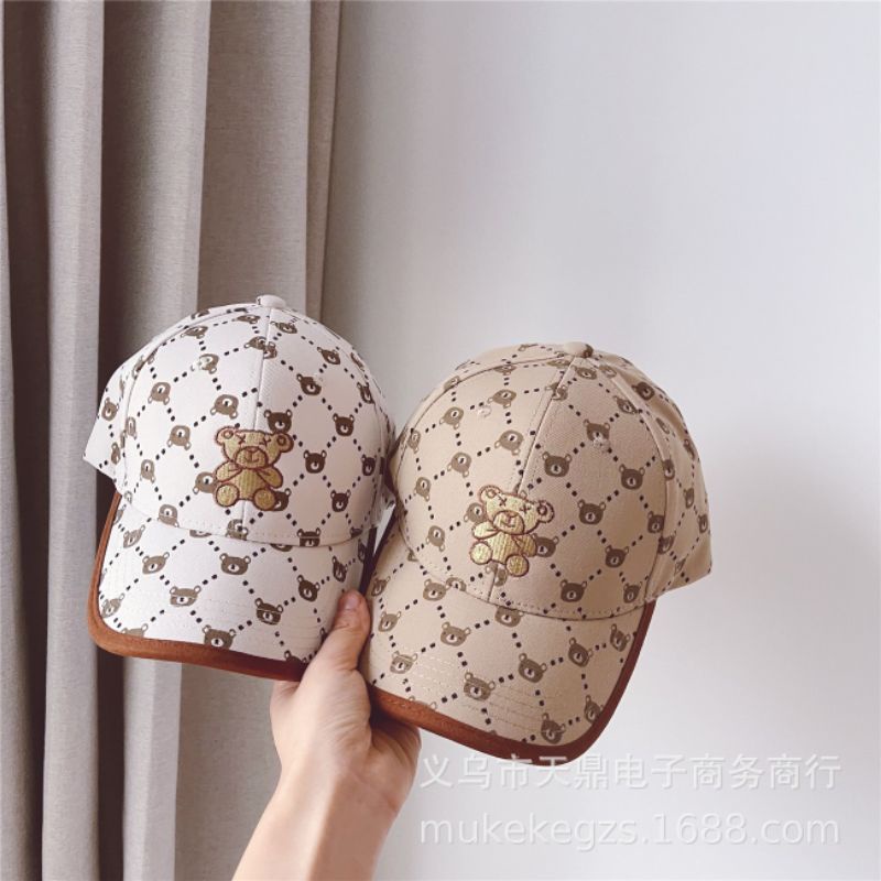 Nón lưỡi trai họa tiết gấu cho bé 3-8 tuổi