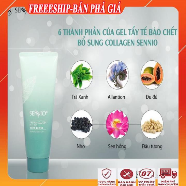 [FreeShip - MUA 1 TẶNG 1] Kem tẩy da chết mặt, môi,ngừa mụn và trắng da/Gel tẩy tế bào chết bổ sung collagen sennio