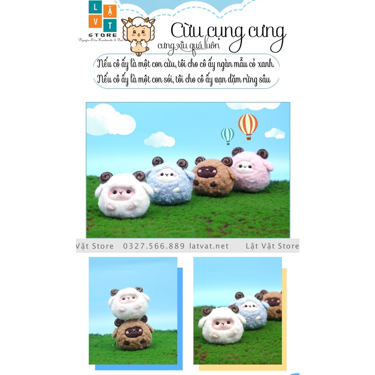 [MỚI] Kit Len Chọc Cừu Tròn Cute, Kit len chọc siêu cute chào hè có hướng dẫn, Needle felting sheep, quà tặng ý nghĩa