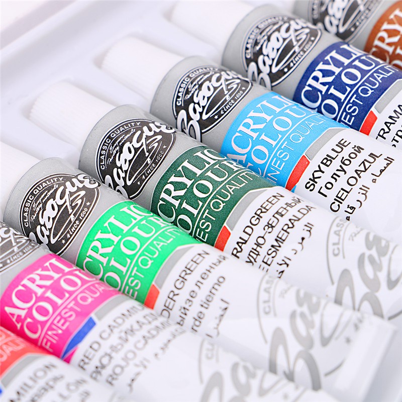 Bộ màu nước acrylic 6ml 12 màu khác nhau chuyên dụng cho vẽ tranh