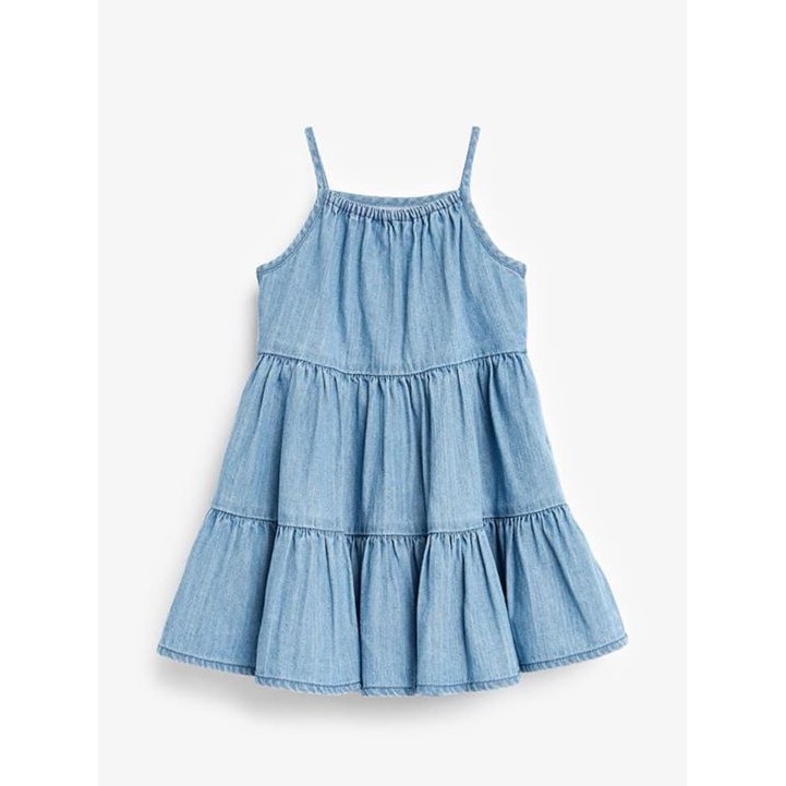 Váy hai dây denim chân váy xòe size nhí