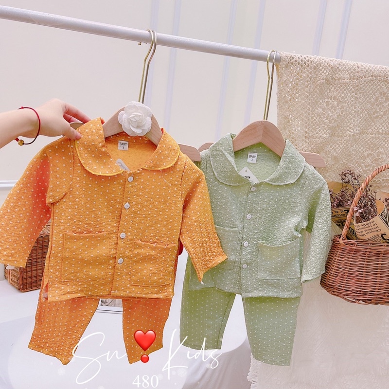 Bộ pijama đũi xốp nhăn cho bé