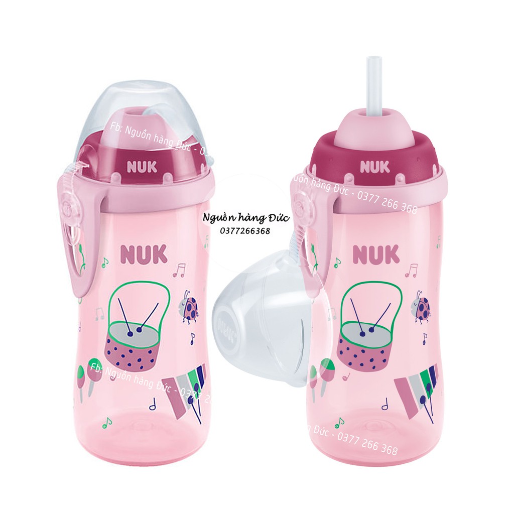 Bình uống nước NUK Đức cho bé 300ml có ống vòi hút silicon, cho trẻ em - Nguồn hàng Đức