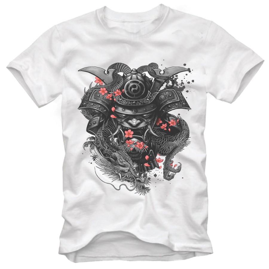 Áo thun tattoo samurai chất mtt289 ( Trắng )