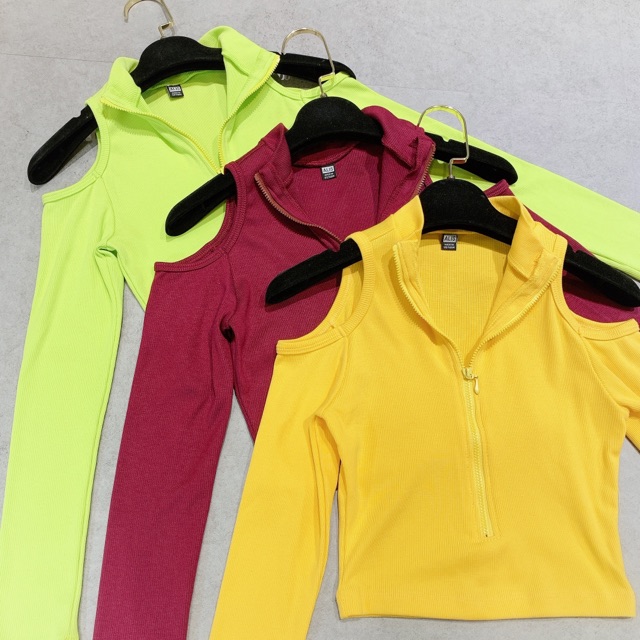 [Hình Thật] Áo Croptop Tay Dài Thời Trang Hàn Quốc Khoét Hai Bên Vai Dây Kéo Trước Ngực Gía Rẽ Chất Duyên Dáng Tuyệt Đẹp | BigBuy360 - bigbuy360.vn