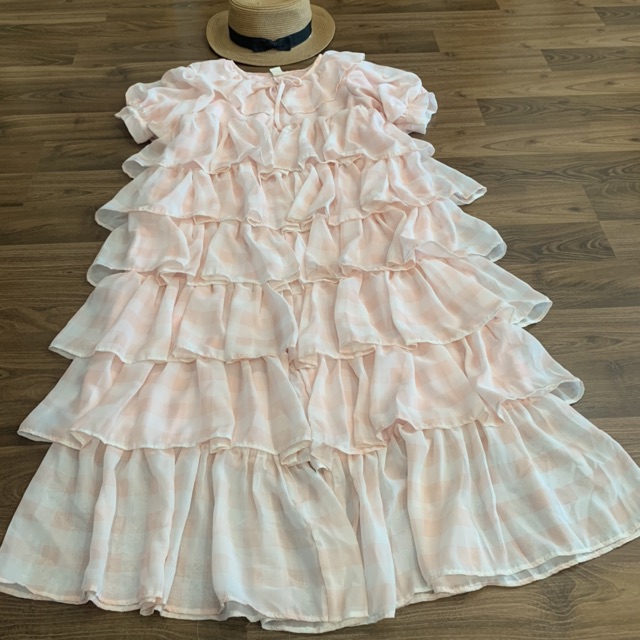 Jumsuit caro hồng baby