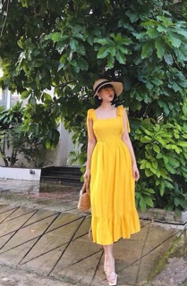 Đầm maxi cột nơ vai xinh xắn