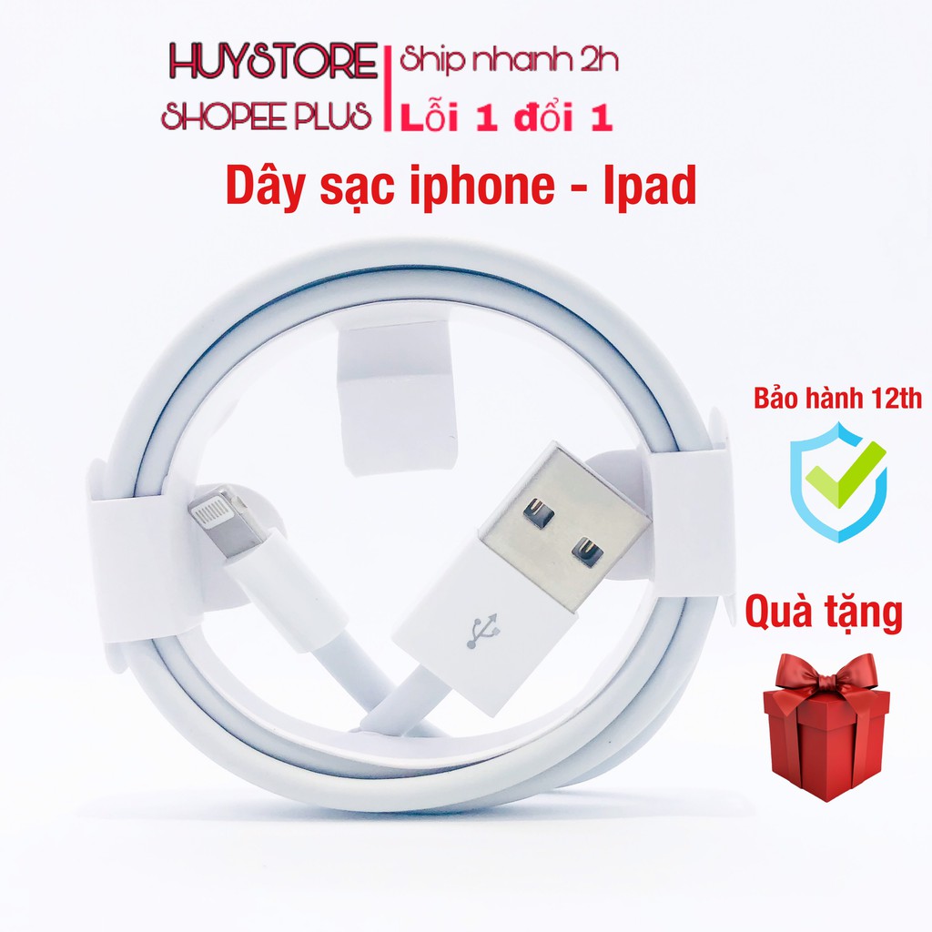 Cáp sạc iphone , dây sạc iphone  Dành Cho iphone 11promax / 11pro/ 11 /Xsm/Xs/X/ 8plus/7plus / 8/7 Bảo Hành 12th