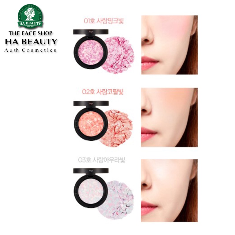 Phấn má hồng trang điểm bắt sáng bóng khỏe cho da The Face Shop fmgt Marble Beam Blush 7g